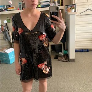 Zara sequin floral dress